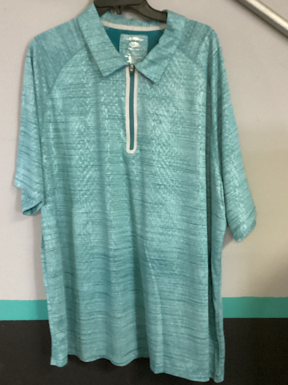 Reel Legends Teal Short-Sleeve Polo with Zip Placket